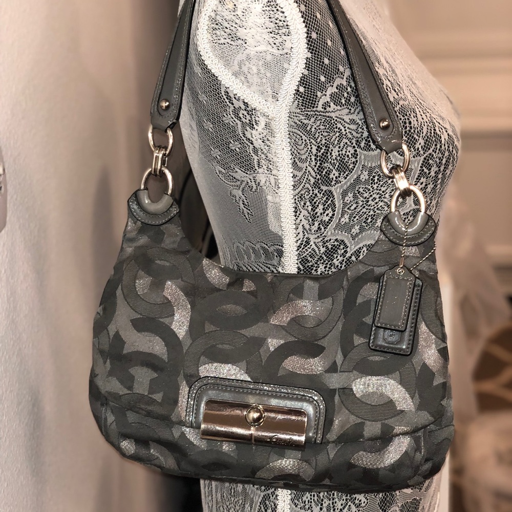 Coach Kristin Signature Gray and Silver Handbag